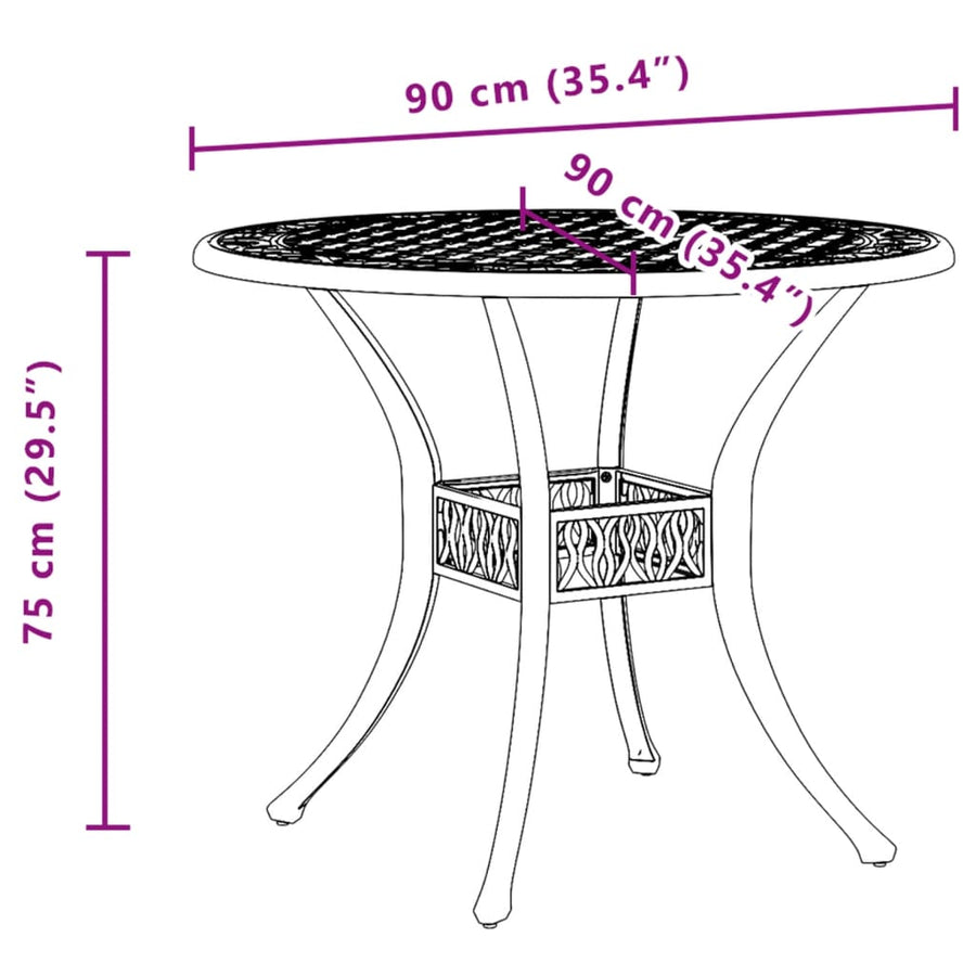 Tuintafel Ø 90X75 Cm Gietaluminium Kleurig Brons