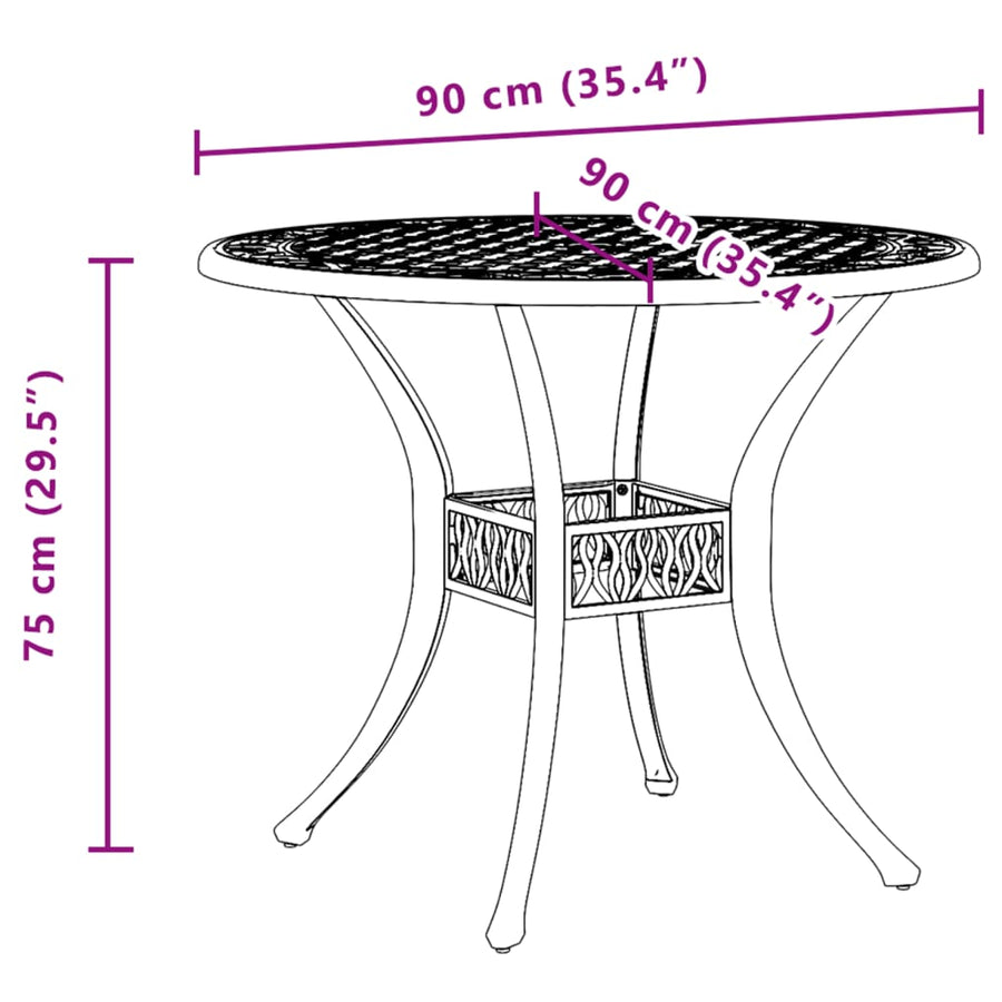 Tuintafel Ø 90X75 Cm Gietaluminium Wit