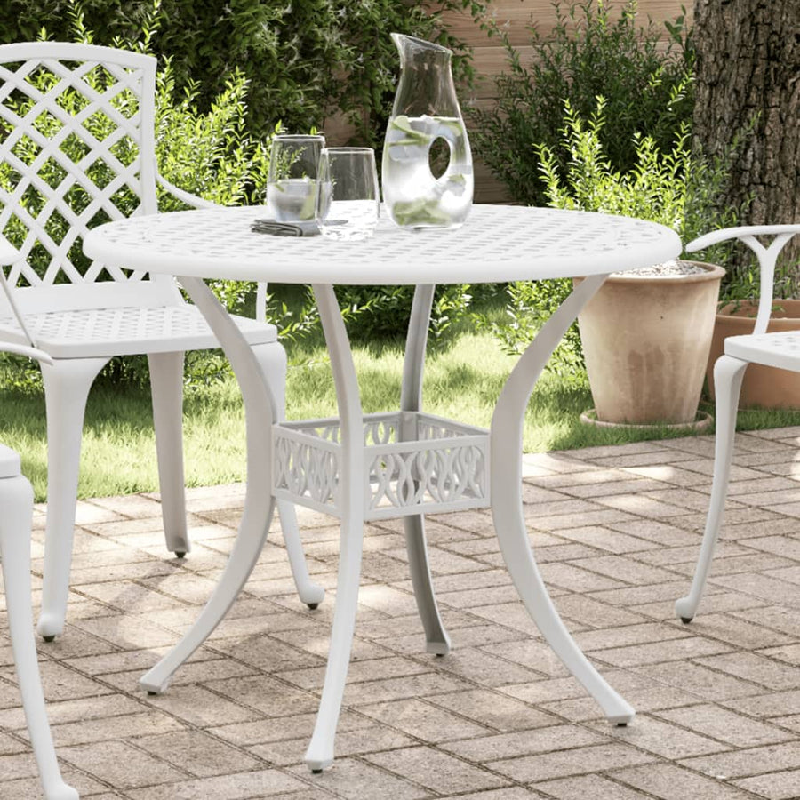 Tuintafel Ø 90X75 Cm Gietaluminium Wit