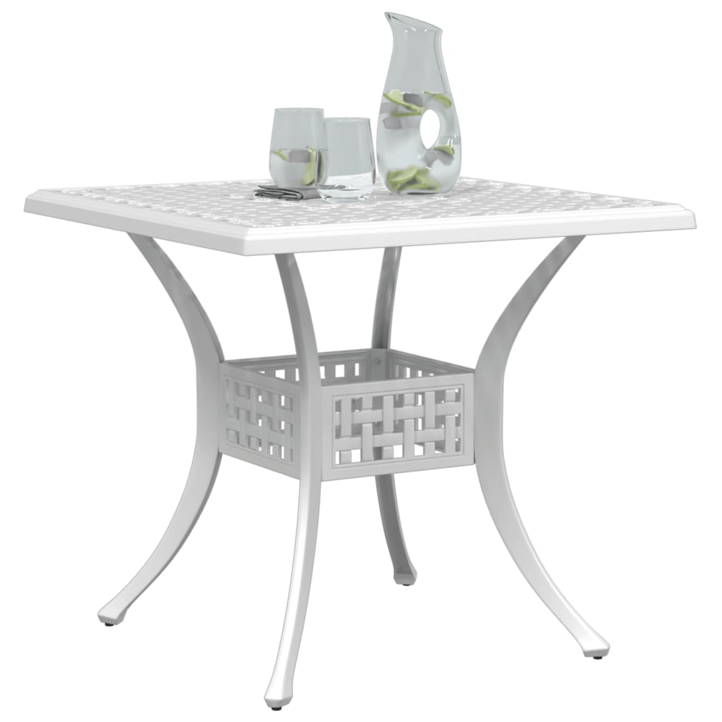 Tuintafel 80x80x75 cm gietaluminium wit