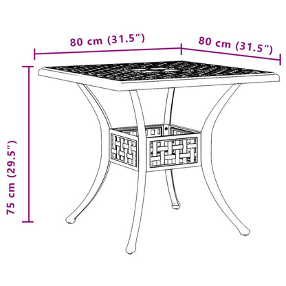 Tuintafel 80x80x75 cm gietaluminium wit