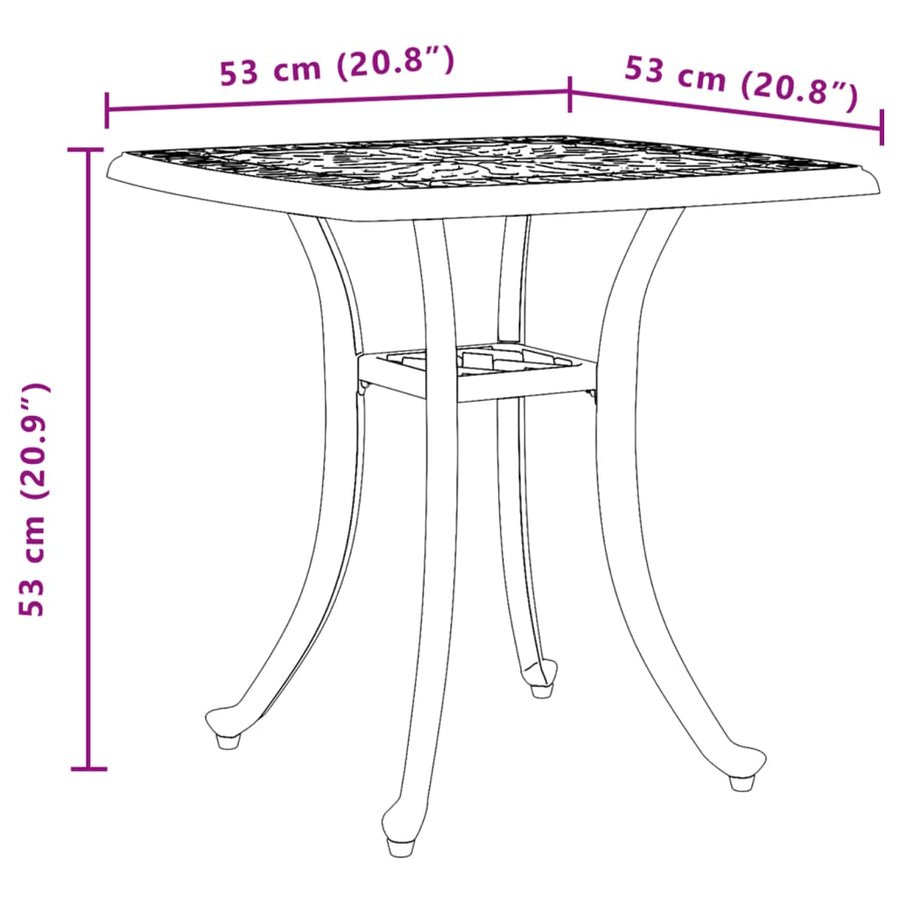 Tuintafel 53x53x53 cm gietaluminium groen