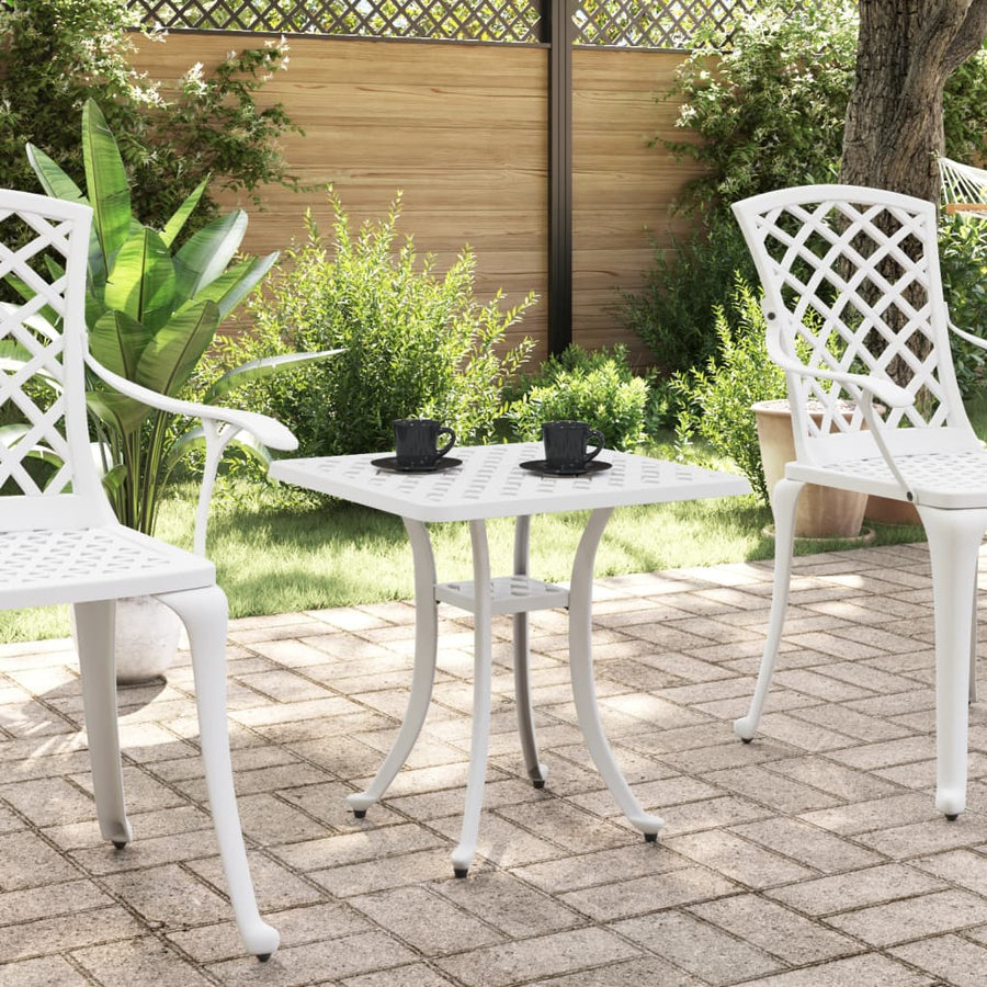 Tuintafel 53x53x53 cm gietaluminium wit