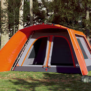 9-person tent with canopy, quick-release, gray and orange