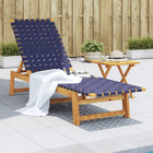 Ligbed massief acaciahout stof donkerblauw 157x55x60 cm