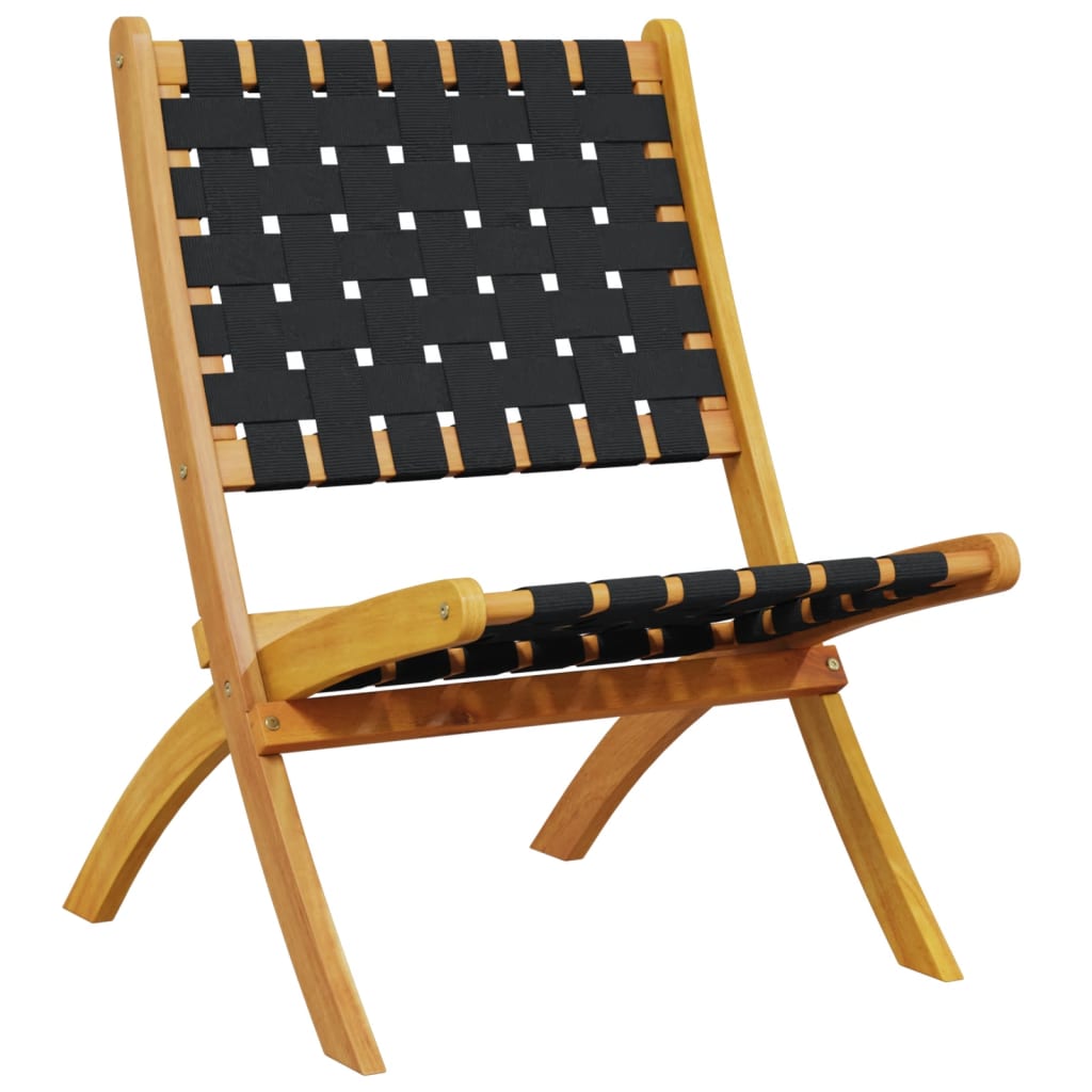 Tuinstoelen 2 st inklapbaar massief acaciahout en stof zwart