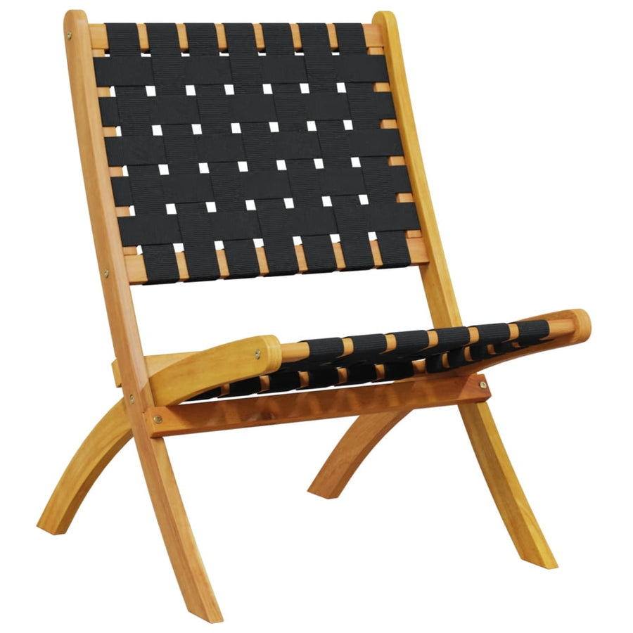 Tuinstoelen 2 st inklapbaar massief acaciahout en stof zwart