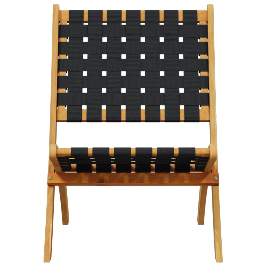 Tuinstoelen 2 st inklapbaar massief acaciahout en stof zwart