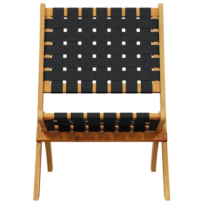 Tuinstoelen 2 st inklapbaar massief acaciahout en stof zwart