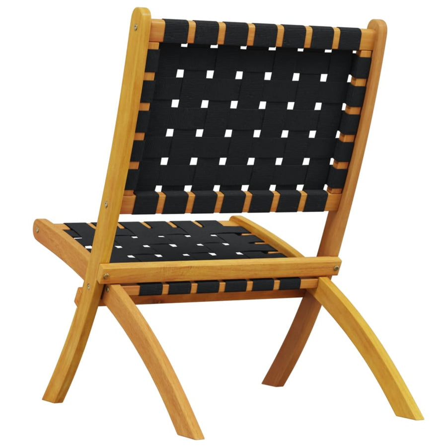 Tuinstoelen 2 st inklapbaar massief acaciahout en stof zwart
