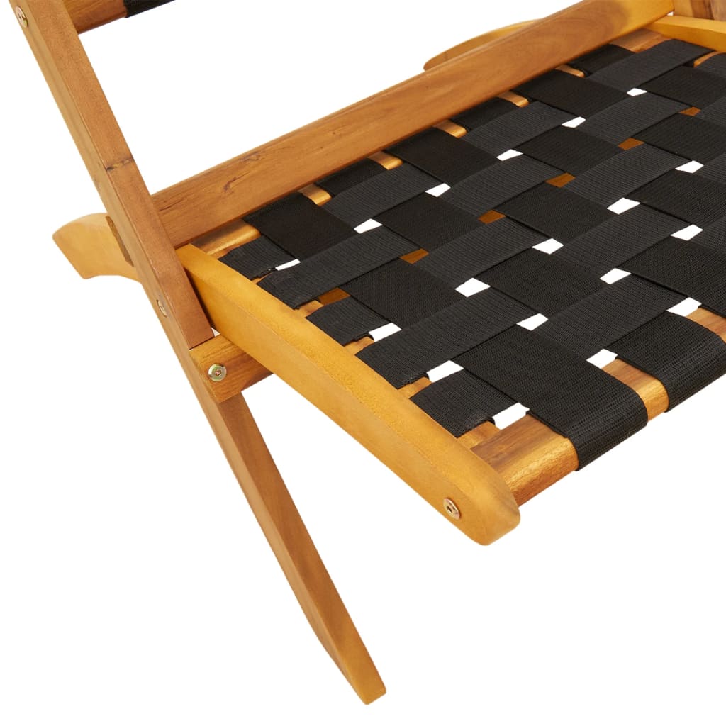 Tuinstoelen 2 st inklapbaar massief acaciahout en stof zwart