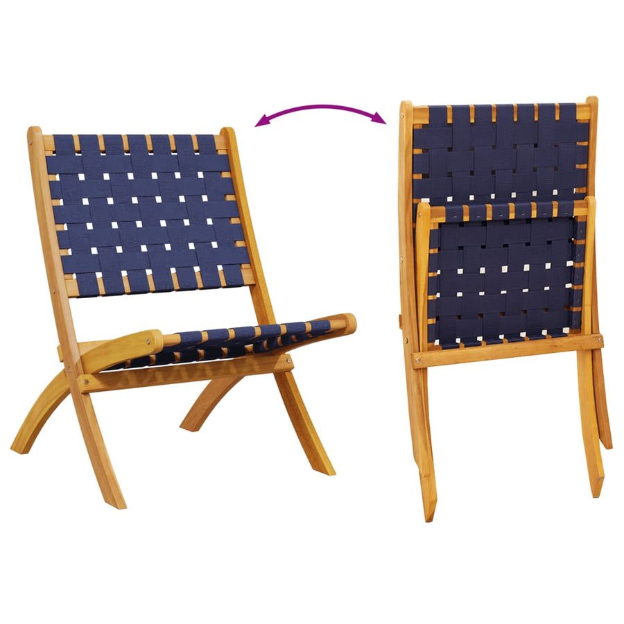 Tuinstoelen Inklapbaar Acaciahout En Stof Donker 2 Blauw