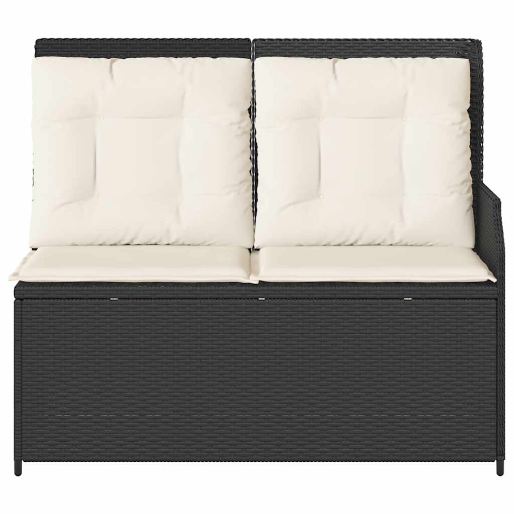 Tuinbankje Verstelbaar Met Kussens Poly Rattan 1 Zwart