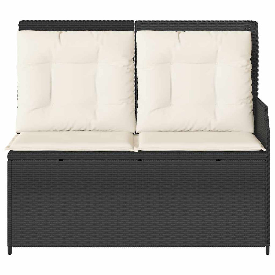 Tuinbankje Verstelbaar Met Kussens Poly Rattan 1 Zwart