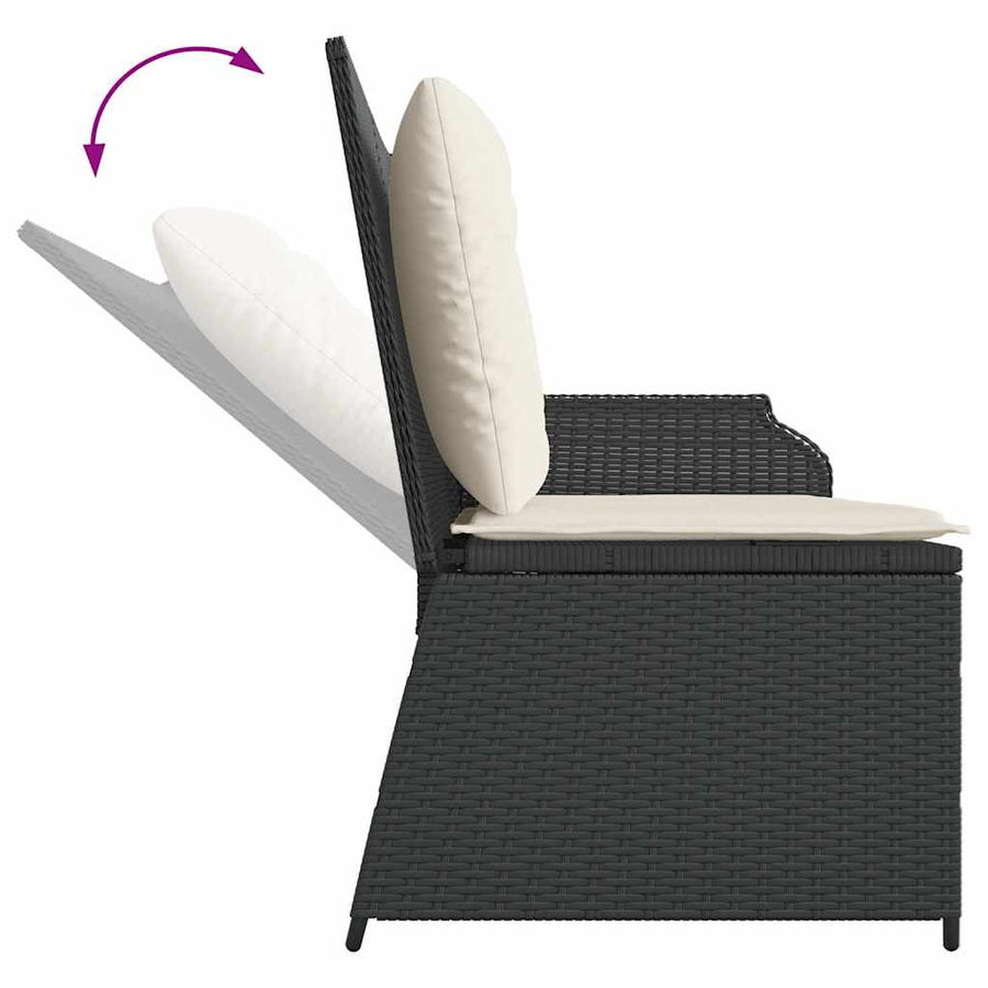 Tuinbankje Verstelbaar Met Kussens Poly Rattan 1 Zwart