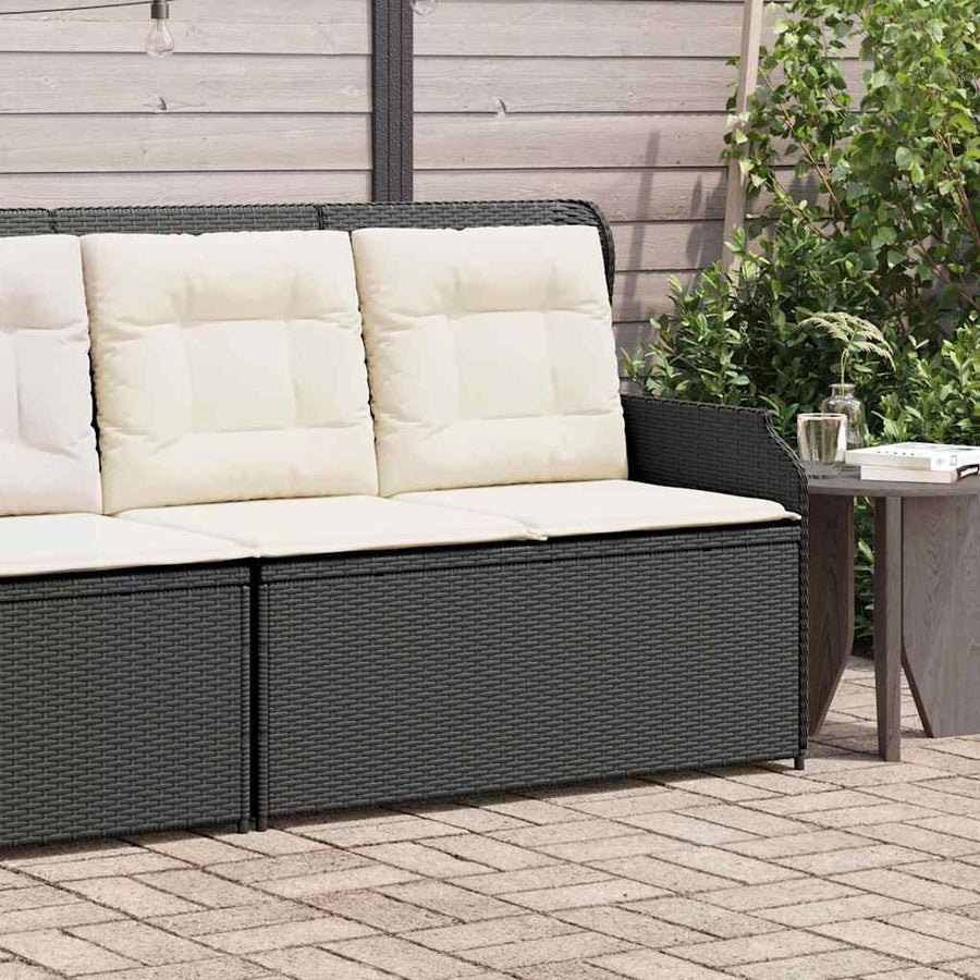 Tuinbankje Verstelbaar Met Kussens Poly Rattan 1 Zwart