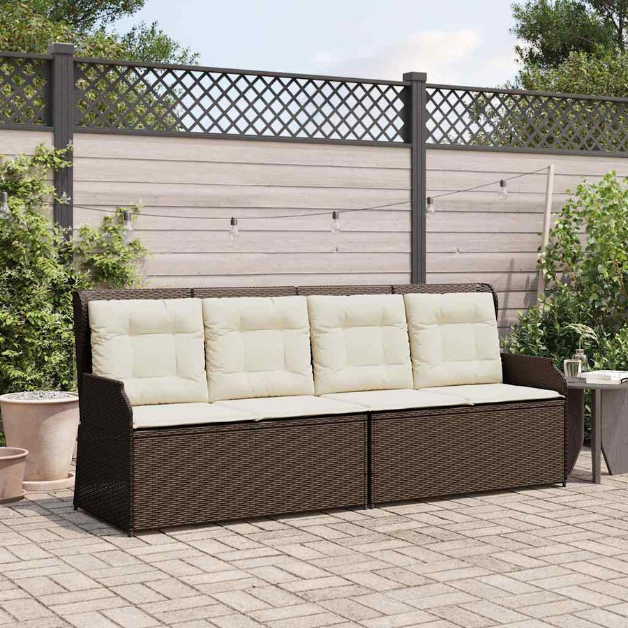 Tuinbankje Verstelbaar Met Kussens Poly Rattan 1 Bruin