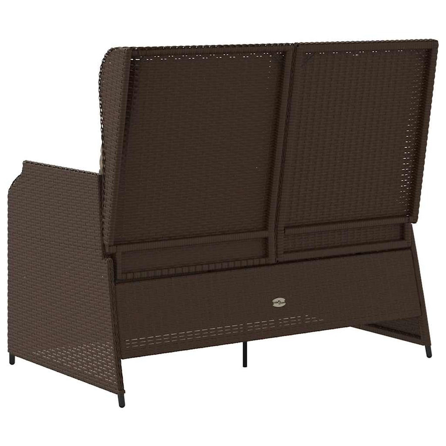 Tuinbankje Verstelbaar Met Kussens Poly Rattan 1 Bruin