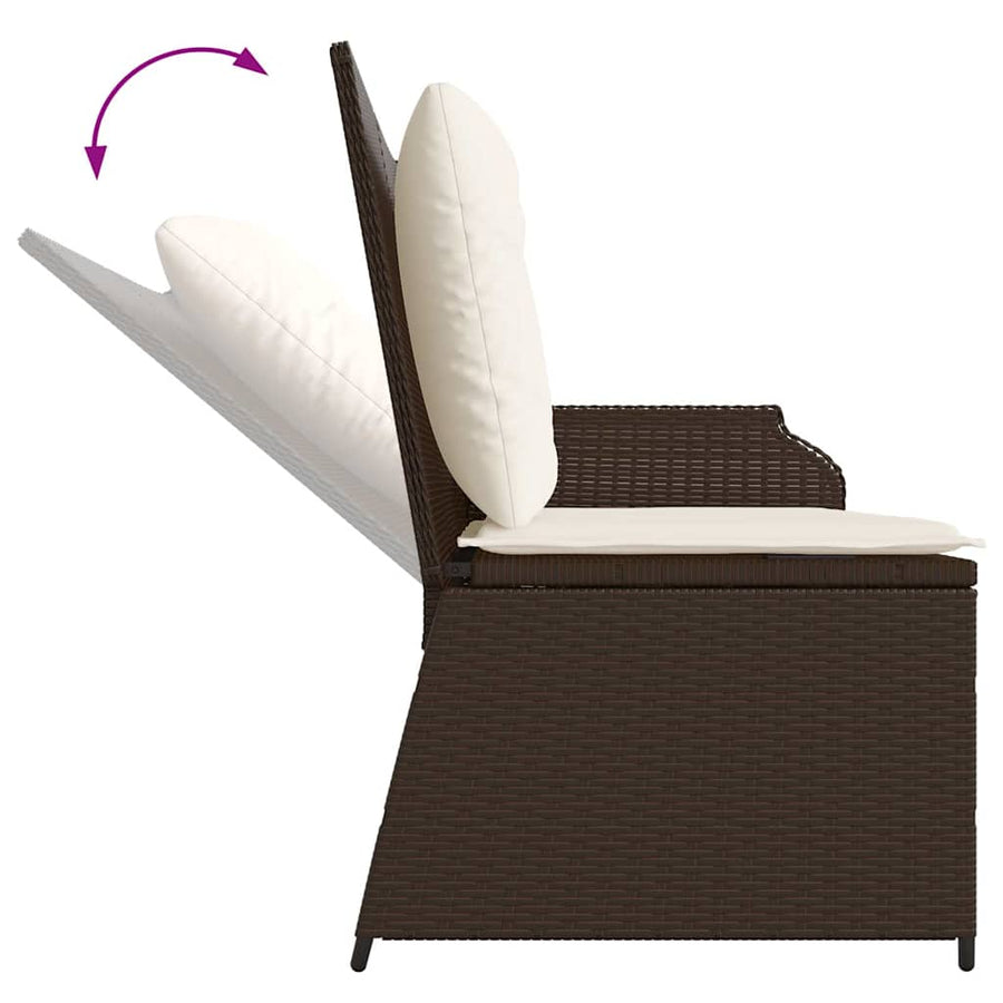 Tuinbankje Verstelbaar Met Kussens Poly Rattan 1 Bruin