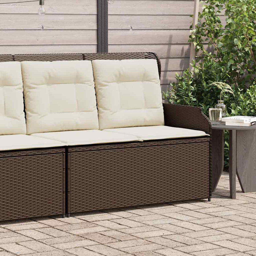 Tuinbankje Verstelbaar Met Kussens Poly Rattan 1 Bruin