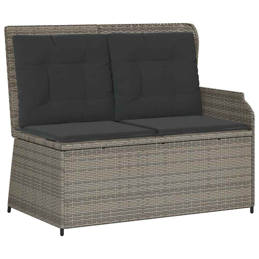 Tuinbankje Verstelbaar Met Kussens Poly Rattan 1 Grijs