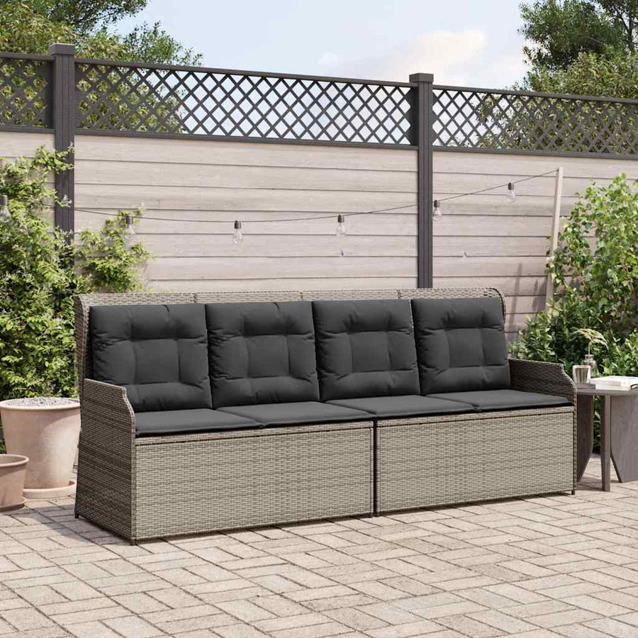 Tuinbankje Verstelbaar Met Kussens Poly Rattan 1 Grijs