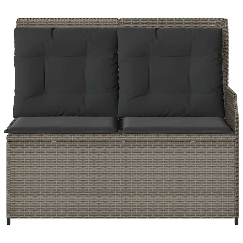 Tuinbankje Verstelbaar Met Kussens Poly Rattan 1 Grijs