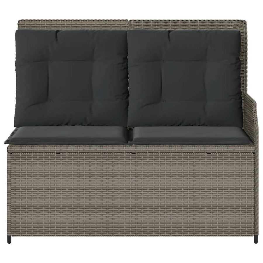 Tuinbankje Verstelbaar Met Kussens Poly Rattan 1 Grijs