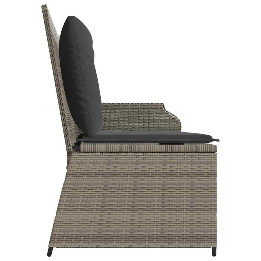 Tuinbankje Verstelbaar Met Kussens Poly Rattan 1 Grijs