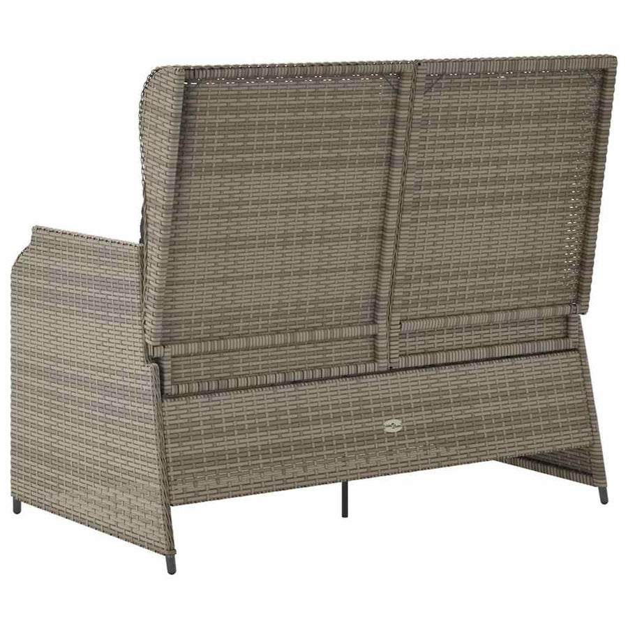 Tuinbankje Verstelbaar Met Kussens Poly Rattan 1 Grijs