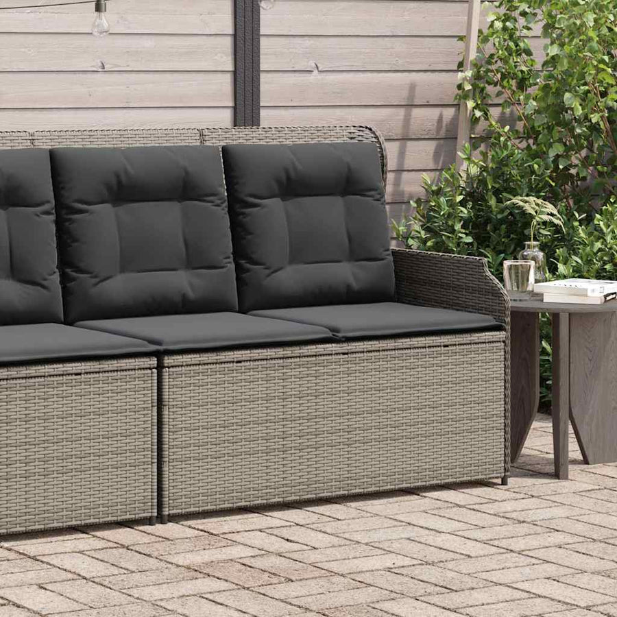 Tuinbankje Verstelbaar Met Kussens Poly Rattan 1 Grijs