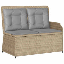 Tuinbankje Verstelbaar Met Kussens Poly Rattan 1 Beige en grijs