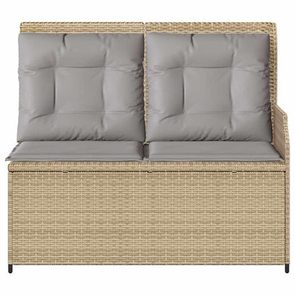 Tuinbankje Verstelbaar Met Kussens Poly Rattan 1 Beige en grijs