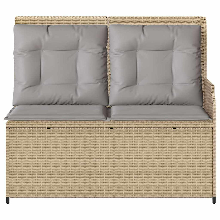 Tuinbankje Verstelbaar Met Kussens Poly Rattan 1 Beige en grijs