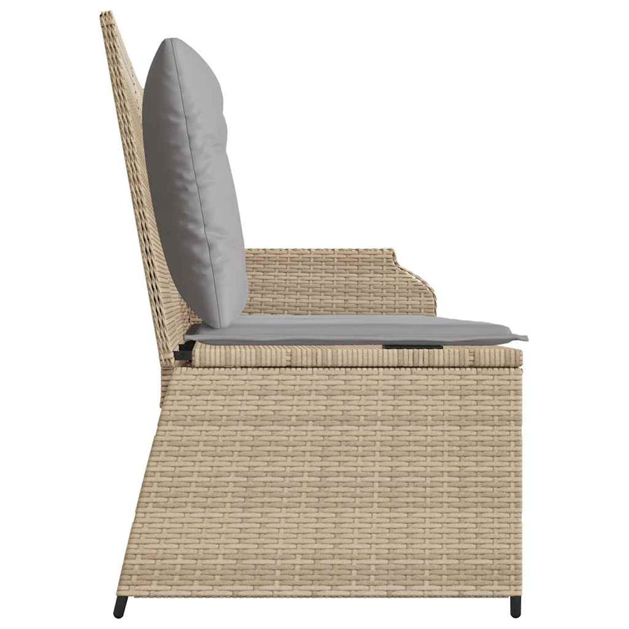 Tuinbankje Verstelbaar Met Kussens Poly Rattan 1 Beige en grijs