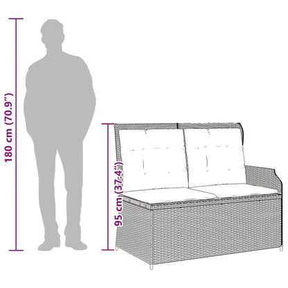 Tuinbankje Verstelbaar Met Kussens Poly Rattan 1 Beige en grijs