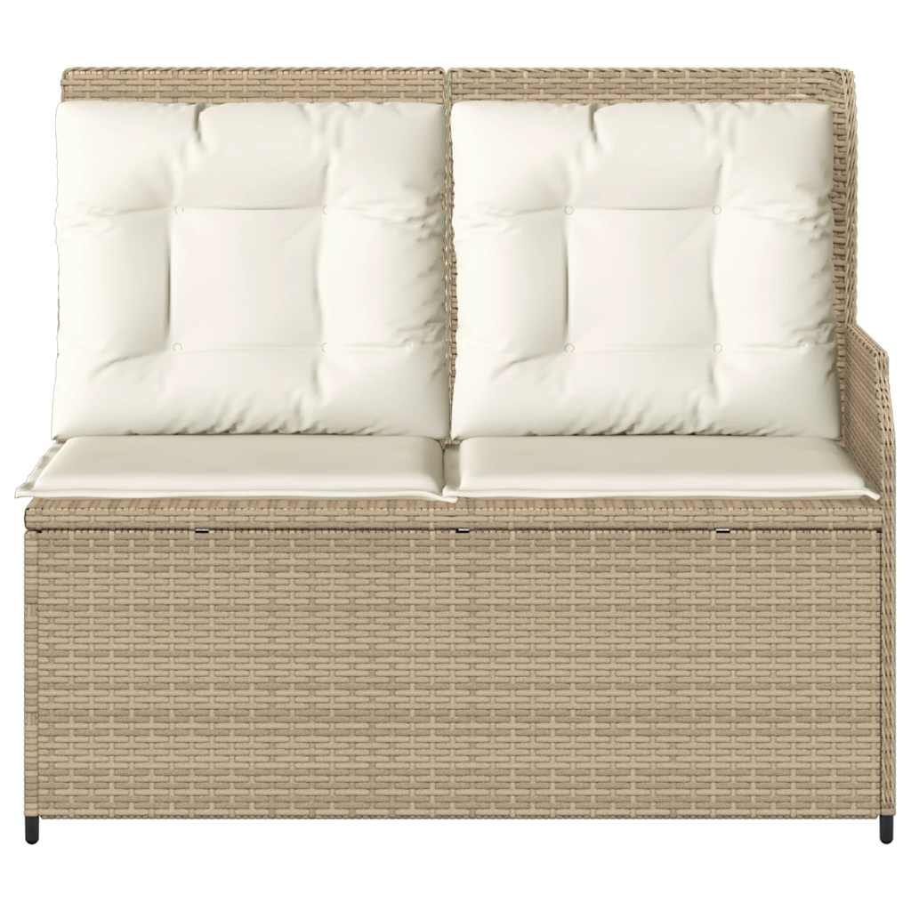 Tuinbankje Verstelbaar Met Kussens Poly Rattan 1 beige en crèmekleurig