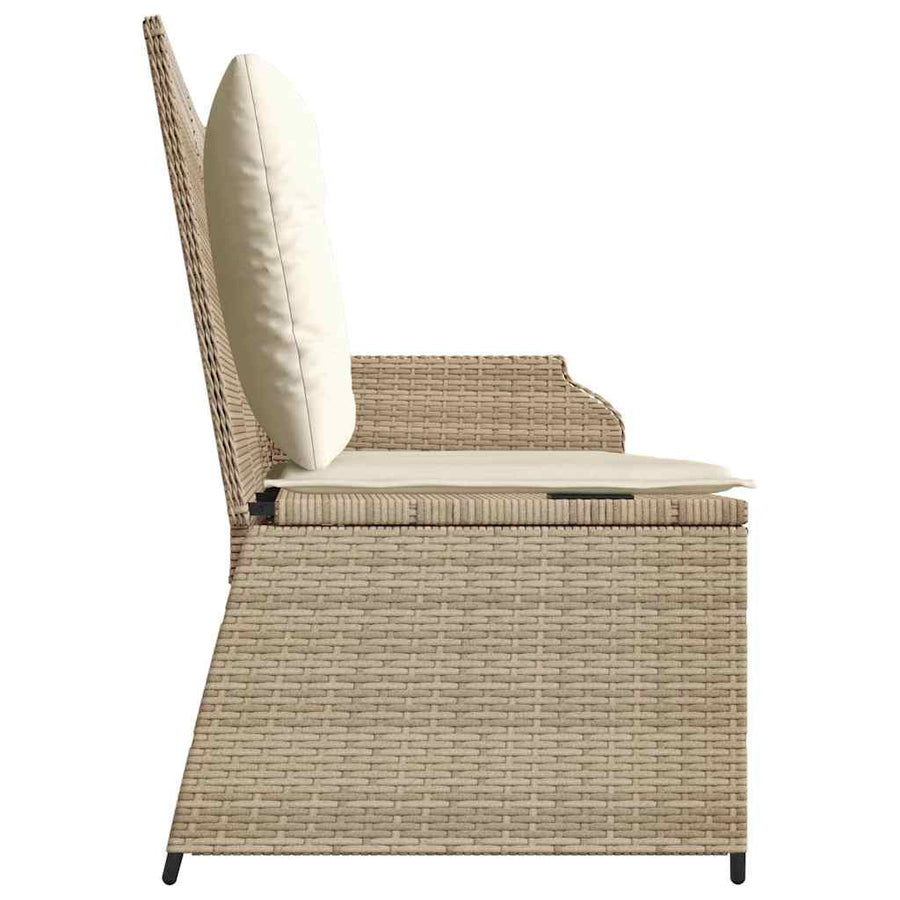 Tuinbankje Verstelbaar Met Kussens Poly Rattan 1 beige en crèmekleurig