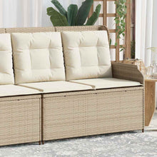 Tuinbankje Verstelbaar Met Kussens Poly Rattan 1 beige en crèmekleurig