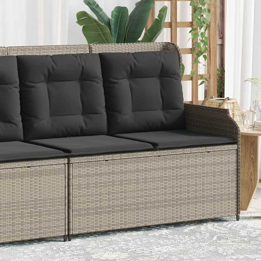 Tuinbankje Verstelbaar Met Kussens Poly Rattan 1 Lichtgrijs