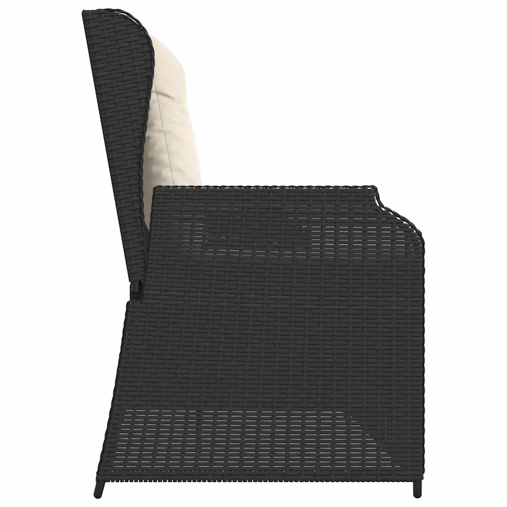 Tuinbankje Verstelbaar Met Kussens Poly Rattan 1 Zwart