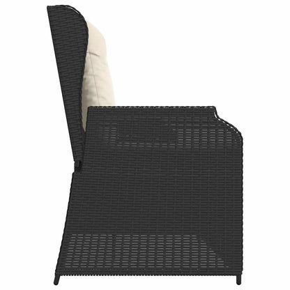 Tuinbankje Verstelbaar Met Kussens Poly Rattan 1 Zwart