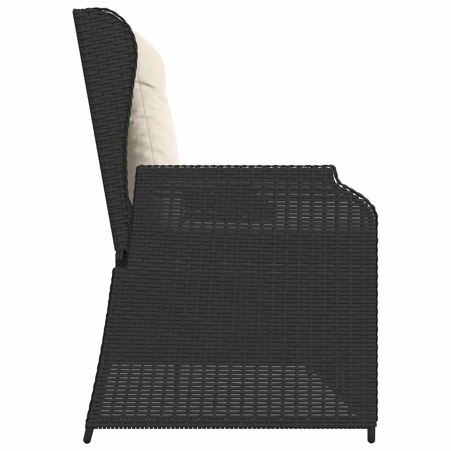 Tuinbankje Verstelbaar Met Kussens Poly Rattan 1 Zwart