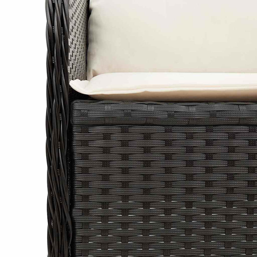 Tuinbankje Verstelbaar Met Kussens Poly Rattan 1 Zwart