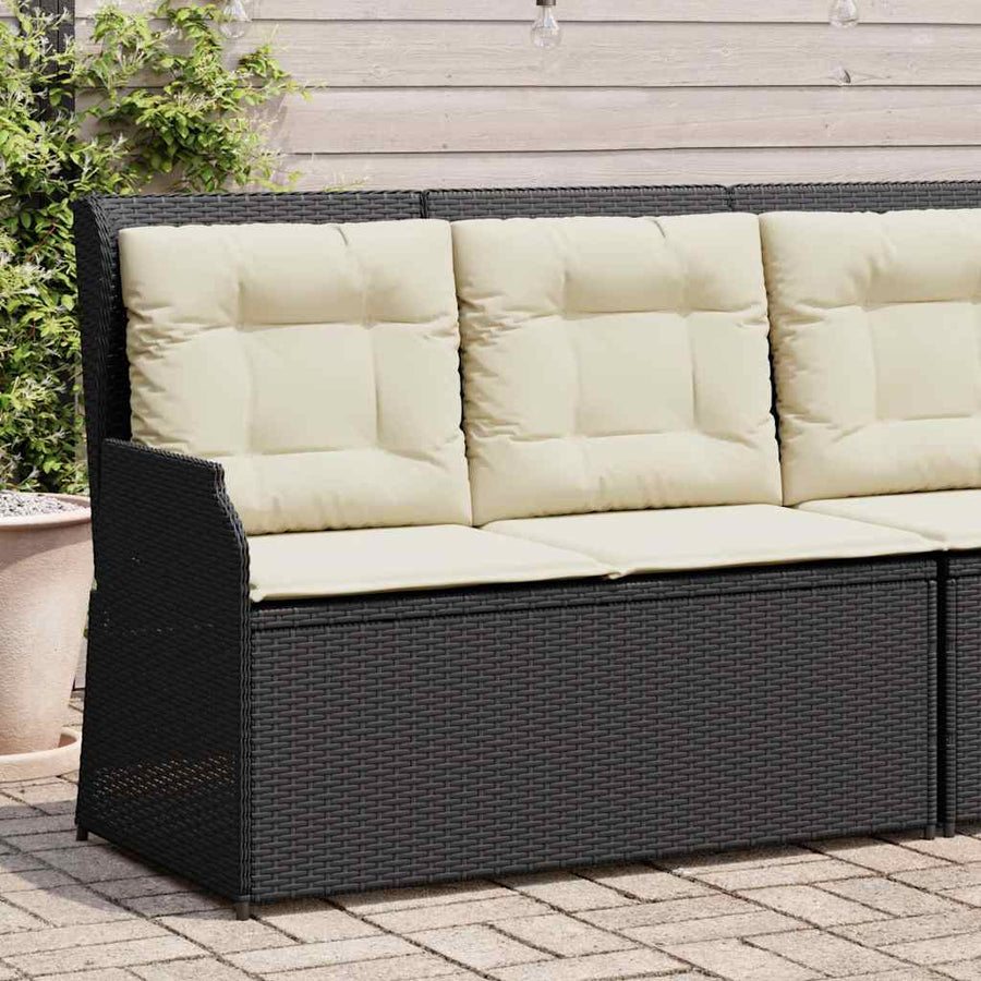 Tuinbankje Verstelbaar Met Kussens Poly Rattan 1 Zwart