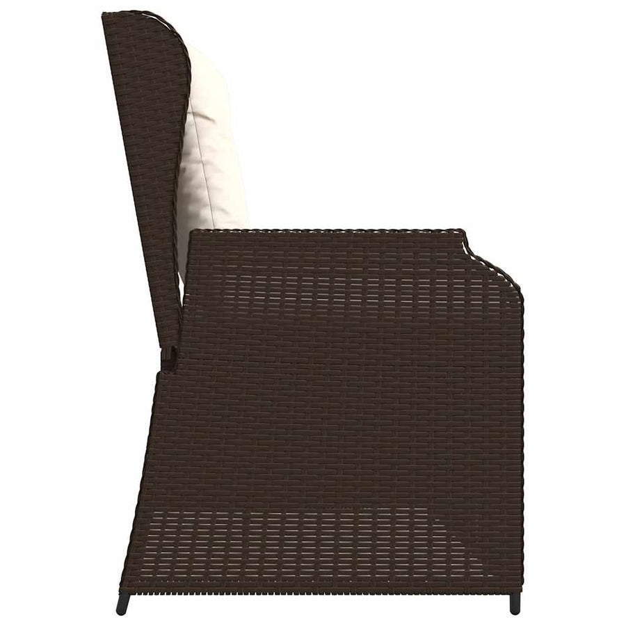 Tuinbankje Verstelbaar Met Kussens Poly Rattan 1 Bruin