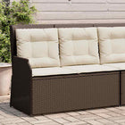 Adjustable garden bench with cushions poly rattan brown