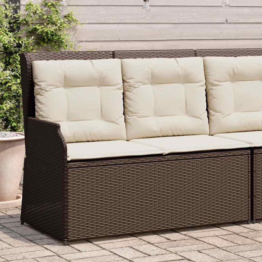 Tuinbankje Verstelbaar Met Kussens Poly Rattan 1 Bruin