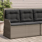 Adjustable garden bench with cushions poly rattan grey