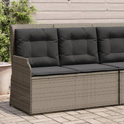 Tuinbank poly rattan grijs verstelbaar met kussens